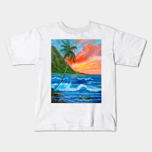PALM TREE AND SUNSET Kids T-Shirt